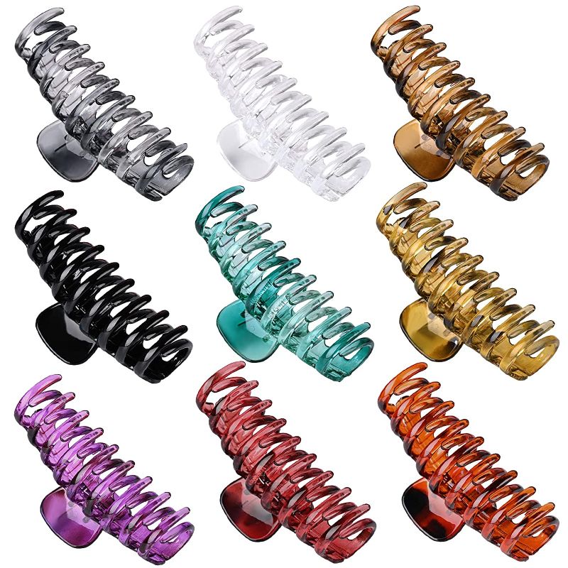 Photo 1 of Hair Claw Clips for Thick Hair - 9pcs 4.3’’ Big Plastic Nonslip Jumbo Hair Clips Strong Hold Hair Jaw Clips Hair Clips French Design Hair Styling Accessories for Women (9 colors available)
--- factory sealed --- 