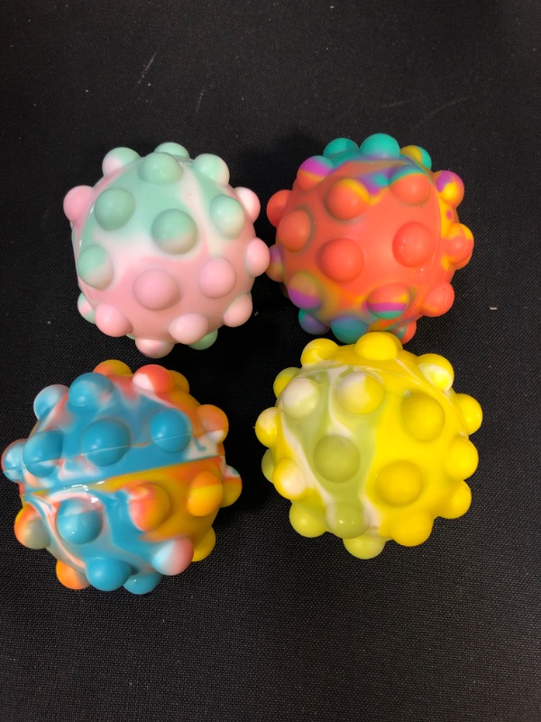 Photo 4 of 4 Pack Glow Ball Squeeze Toy Stress Sensory Autism Boys Kids Girls Bubble Push ADHD Purple Yellow Ball Boy Girl Kid Toys Gift Gifts
