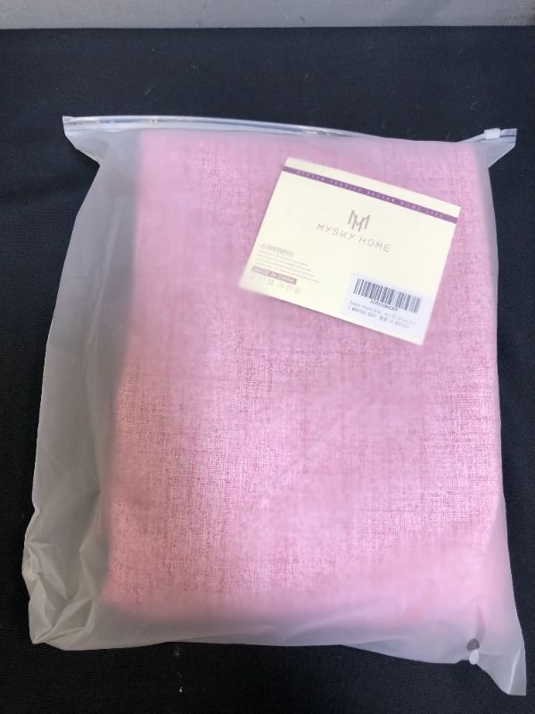 Photo 2 of 100% Blackout Curtains 63 Inches Long Linen Textured Burlap Curtains for Living Room/Bedroom Thermal Insulated Grommet Linen Look Draperies with Blackout Insulated Liner (2 Panels, 52 x 63 Inch, Pink)
