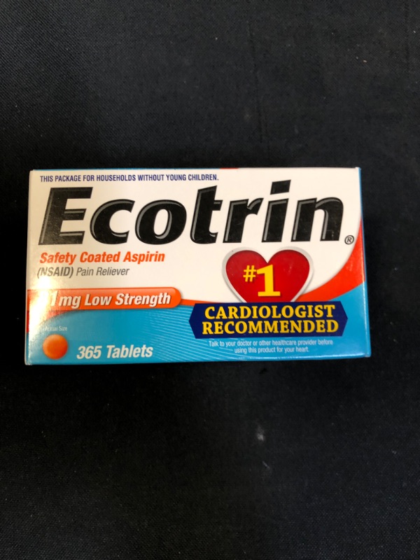 Photo 2 of  Ecotrin Low Strength Safety Coated Aspirin, NSAID, 81mg, 365 Tablets exp- 04/2023
