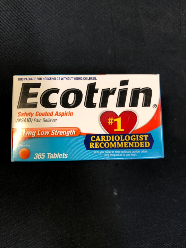 Photo 1 of  Ecotrin Low Strength Safety Coated Aspirin, NSAID, 81mg, 365 Tablets exp- 04/2023