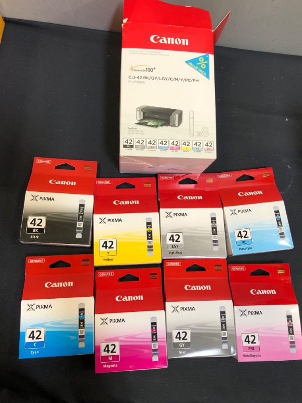 Photo 2 of Canon CLI-42 8 PK Value Pack Ink, 8 Pack Compatible to PIXMA PRO-100 [ OPENED BUT NOT USED ] 
