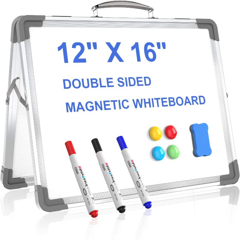 Photo 1 of IOEN Small Dry Erase White Board 16" x 12" Double Sided Desktop Foldable Whiteboard Portable Dry Erase Board for Kids Drawing Teacher Instruction
