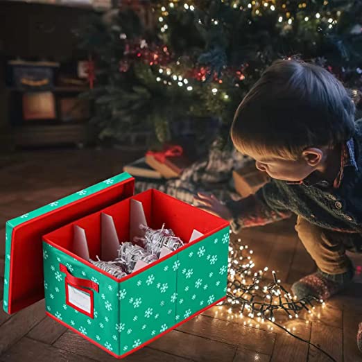 Photo 2 of Christmas Light Storage Box with 3 Cardboard Wraps[1-pack] Xmas Holiday Light Bulbs Storage Containers Christmas Light Storage Organizers Bins (Green)
