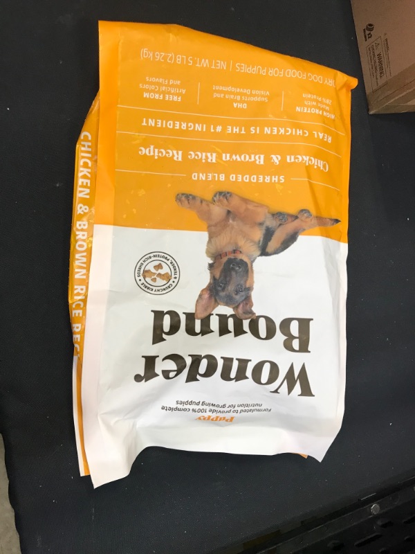 Photo 3 of Amazon Brand - Wonder Bound High Protein, Dry Puppy Food - Chicken & Brown Rice Recipe, 5 lb bag
--- bb 8 7 2022