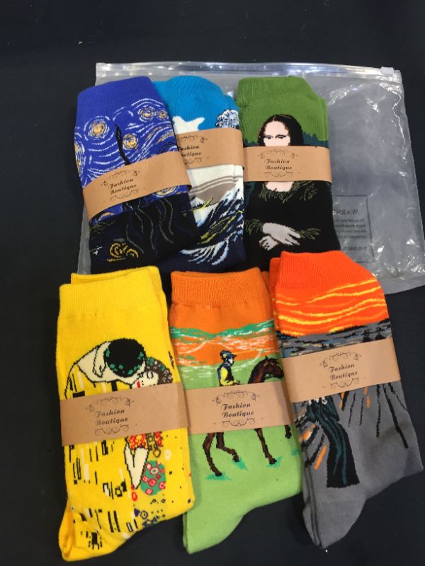 Photo 1 of CHALIER WOMENS FAMOUS PAINTING ART PRINTED FUN SOCKS CASUAL COTTON 6 PAIRS