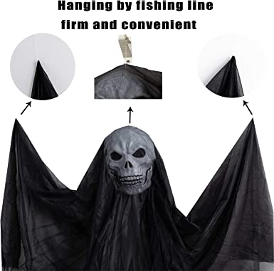 Photo 1 of 13.94 ft Halloween Ghost Hanging Decorations Scary Creepy Outdoor/Indoor Flying skull mask Decor
