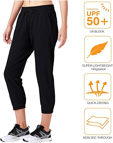 Photo 1 of Women's Cargo Joggers Capri Pants Lightweight Hiking Pants for Summer Quick Dry UPF 50+ Sun Protection with Pockets  ---Size XL--