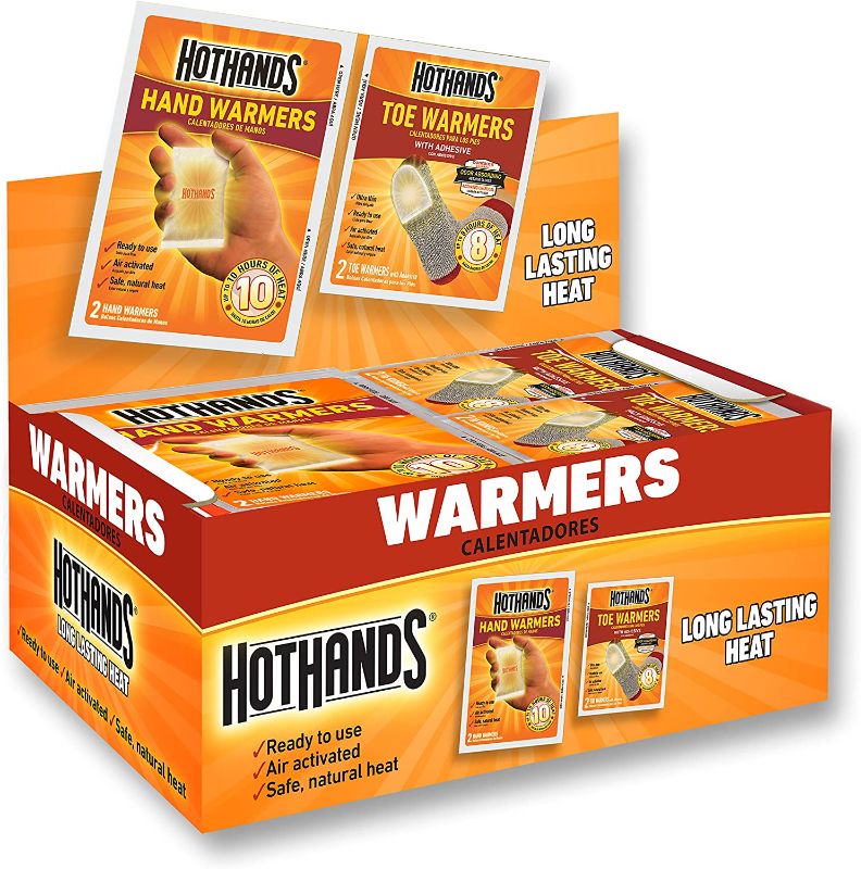 Photo 1 of 2 packs of HotHands Hand & Toe Warmers - Long Lasting Safe Natural Odorless Air Activated Warmers - 24 Pair OF Hand Warmers & 8 Pair Of Toe Warmers