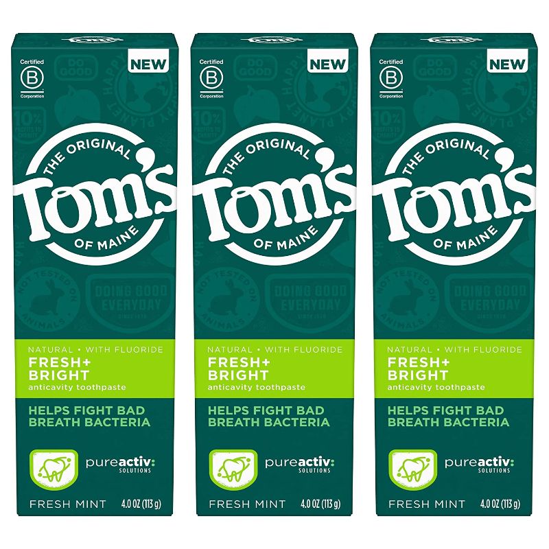 Photo 1 of Tom's of Maine PureActiv Fresh + Bright Anticavity Toothpaste 4.0oz, 3-Pack  --bb 11 2023