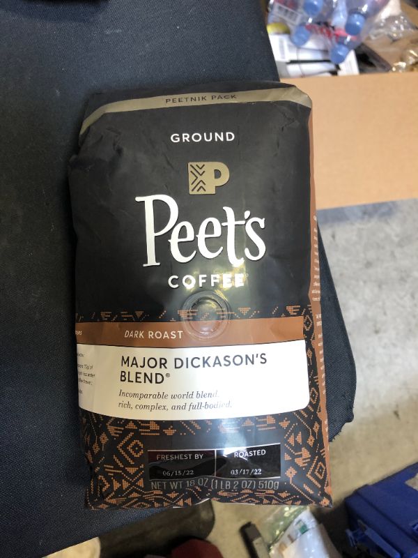 Photo 2 of Peet's Coffee Major Dickason's Ground Coffee, Dark Roast, 18 oz
BB: 6/15/22