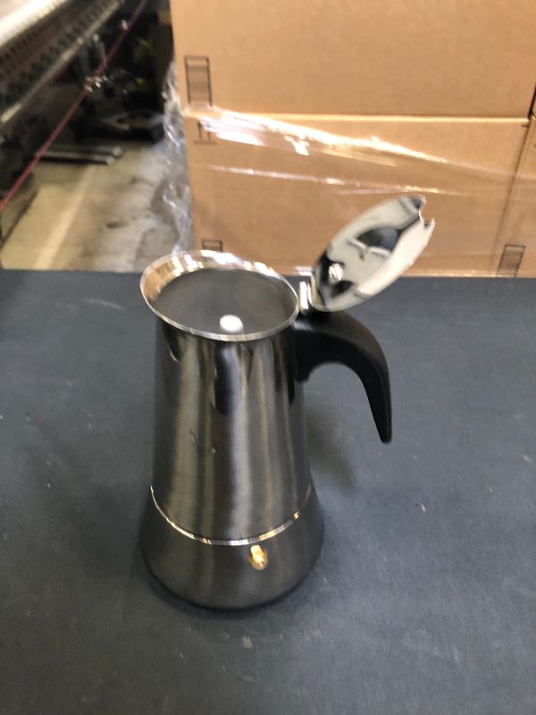 Photo 2 of youtian Stove top Moka Pot, 304 Stainless Steel 6 Cup 10oz300ml, Espresso Maker Italian Coffee Machine Cafetera, Suitable for Induction Stove, Portable
