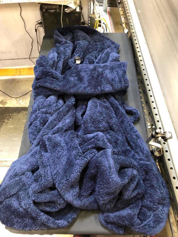 Photo 2 of Ross Michaels Mens Robe with Hood - Soft Warm 320 GSM Mid Length Bathrobe - Plush Shawl Collar Fleece Bath Robes for Men, Small Medium
