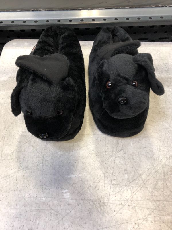 Photo 2 of Black Lab Slippers - Plush Labrador Dog Slippers w/ Platform by Silver Lilly---XL---ITEM IS DIRTY---
