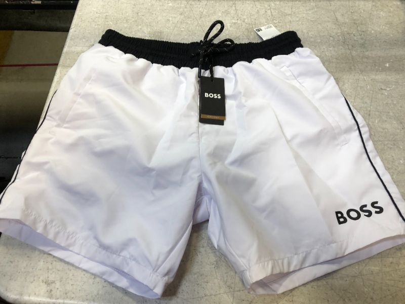 Photo 2 of BOSS Starfish Swim Shorts-WHITE N BLACK-SMALL-
