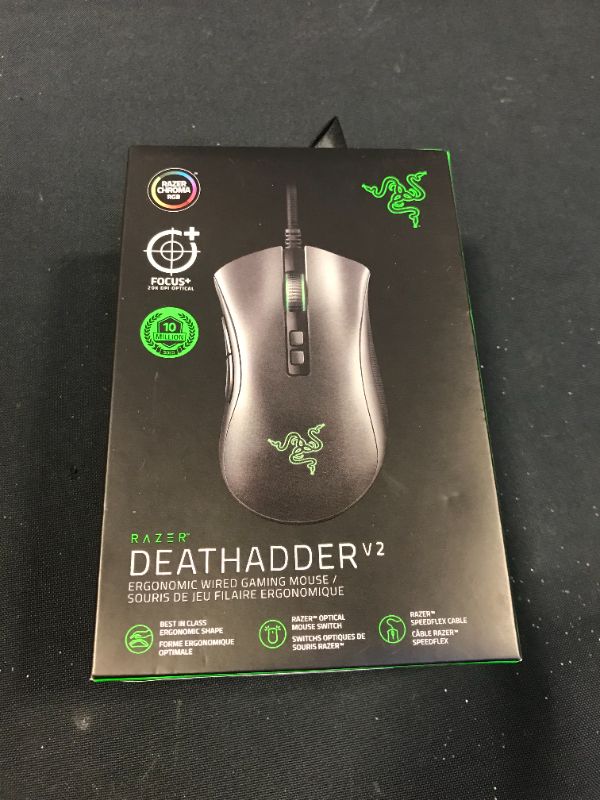 Photo 4 of Razer DeathAdder V2 Gaming Mouse: 20K DPI Optical Sensor - Fastest Gaming Mouse Switch - Chroma RGB Lighting - 8 Programmable Buttons - Rubberized Side Grips - Classic Black
