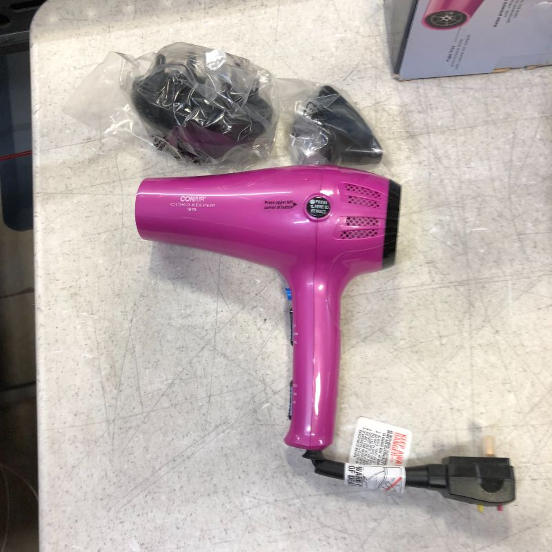 Photo 3 of Conair 1875 Watt Cord-Keeper Hair Dryer; Pink
