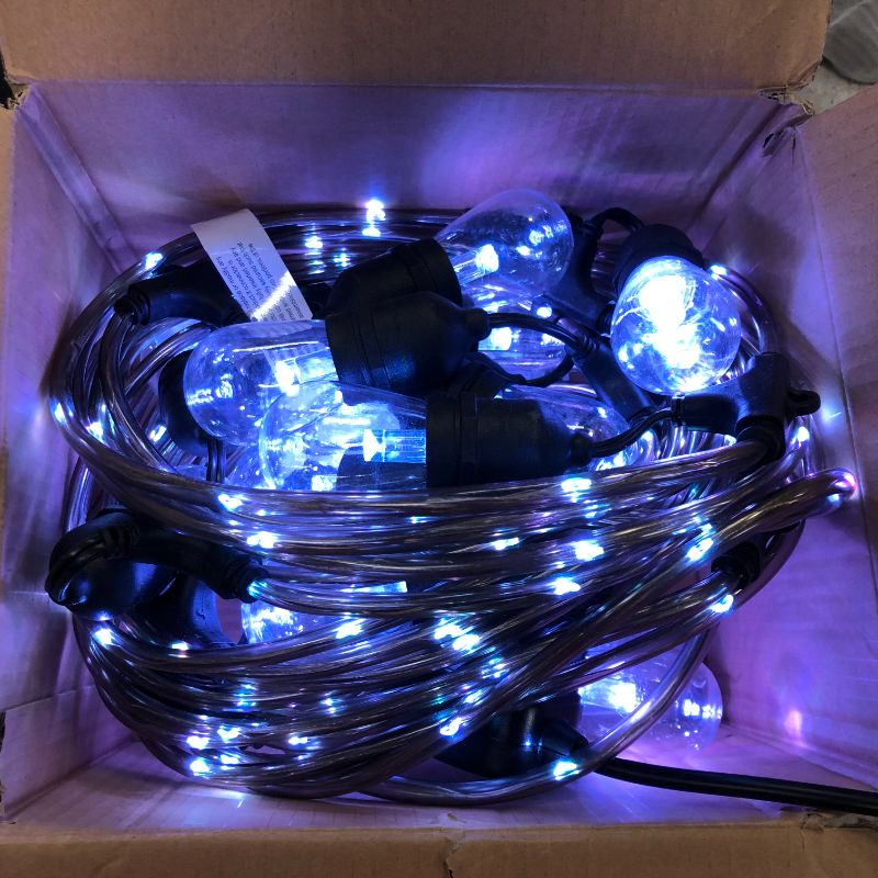 Photo 3 of 48FT Color Changing Outdoor String Lights, RGB Cafe LED String Light with 15+1 E26 Shatterproof Edison Bulb Dimmable Commercial Light String for Patio Backyard Christmas Holiday Party