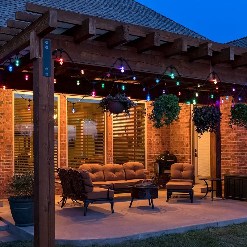 Photo 1 of 48FT Color Changing Outdoor String Lights, RGB Cafe LED String Light with 15+1 E26 Shatterproof Edison Bulb Dimmable Commercial Light String for Patio Backyard Christmas Holiday Party