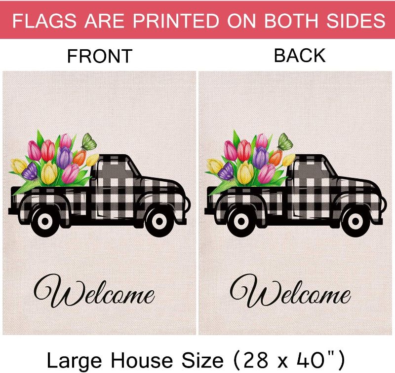 Photo 3 of Dyrenson Spring Summer 28 x 40 House Flag Welcome Colorful Flower  ---pole not included
