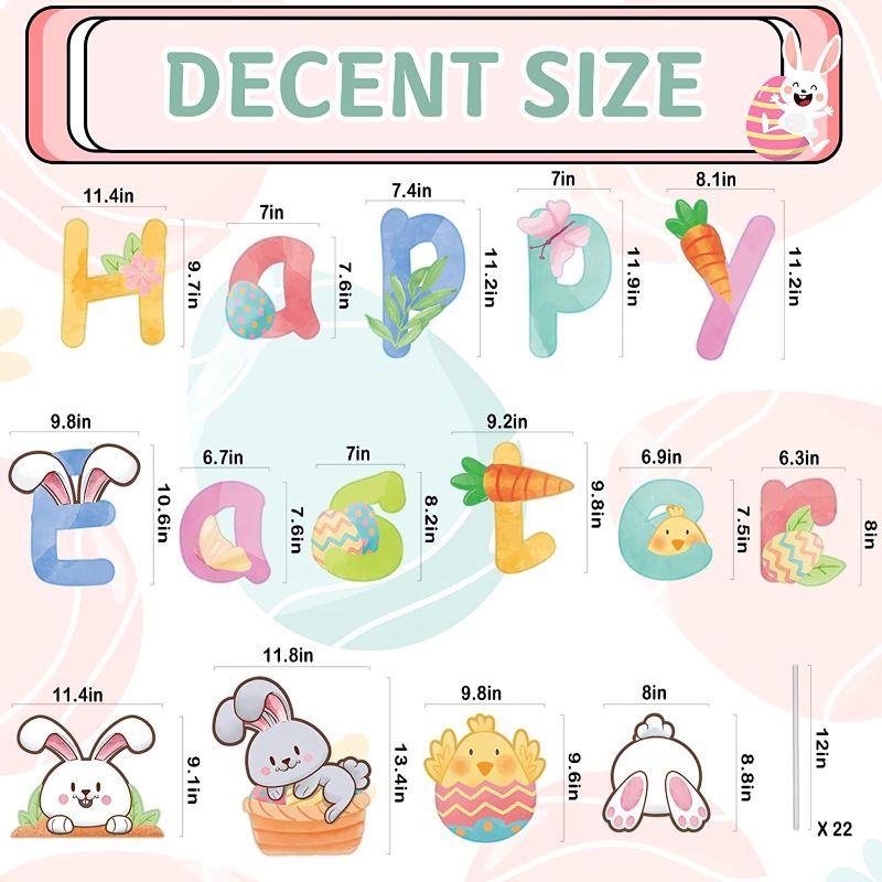 Photo 1 of DECORLIFE 15 PCS Easter Yard Signs, Waterproof Happy Easter Yard Sign, Cute Bunny, Chick, Eggs, Easter Garden Stakes for Egg Hunt, Spring Holiday, Outdoor Lawn Decorations
