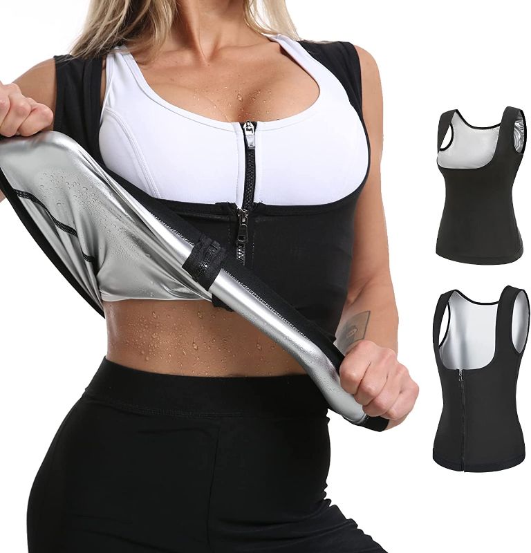 Photo 1 of ANUTIE KATYUSHA 2 PCS Sauna Suit for Women Sauna Sweat Vest with Zipper Waist Trainer Sauna Tank Tops Sweat Upper Body Suit
