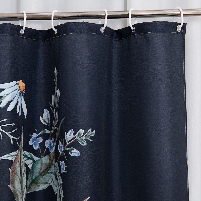 Photo 2 of YoKii Floral Fabric Shower Curtain Black Boho Watercolor Wildflower Bouquet Bathroom Shower Curtains Vibrant Vintage Farmhouse Bath Curtain Sets Waterproof & Heavy Duty (72 x 72, Black)

