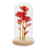 Photo 1 of Zodaca Enchanted Red Rose Flower in Glass Dome with LED Lights, Valentine's day, Mom Gift for Her, 5.7 x 11 Inches

