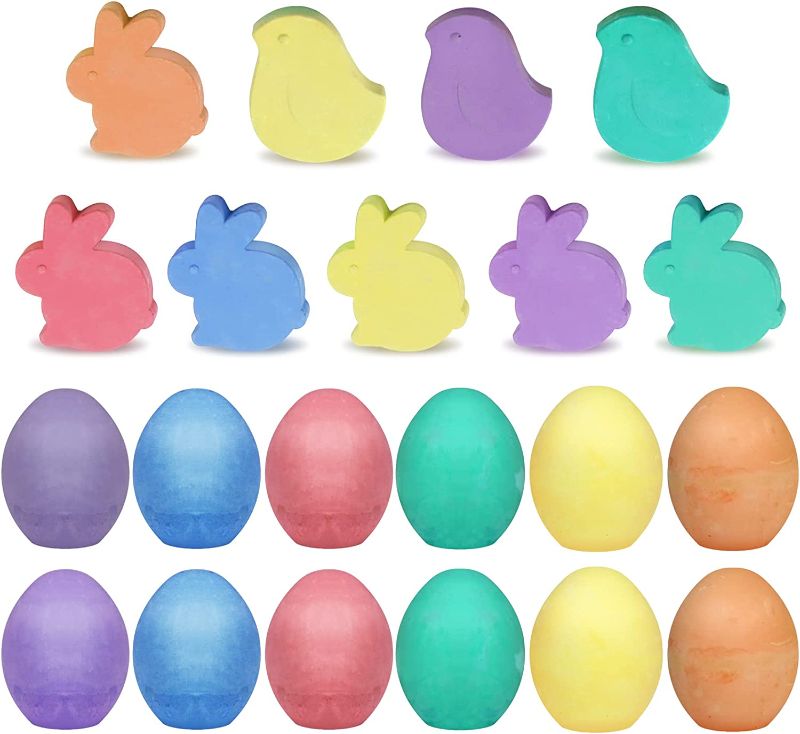 Photo 1 of 21 Pack Easter Sidewalk Chalk Set, 6 Colors Easter Chalk with Easter Eggs Bunny Chicken Shape, Easter Chalk Toys Gifts Fillers Hunt Party Favors, Easter Basket Stuffers for Kids Toddlers Boys Girls
