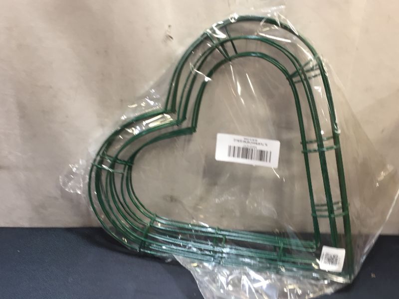 Photo 3 of 4 Pieces Wire Wreaths, Heart Shaped Dark Green Wire Wreath Frame for Valentine's Day Decorations, Making Macrame Rings and Floral Crafts, Wire Form (Green, Size: 12 inches)
