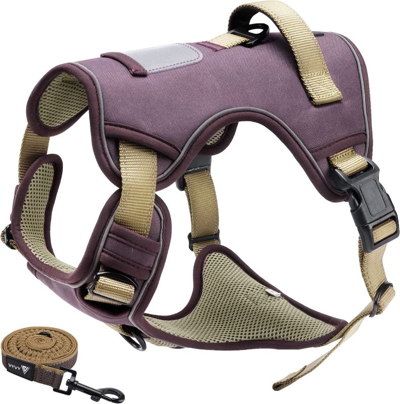 Photo 2 of YVYV Tactical Dog Harness Adjustable Size No Pull Reflective Harness for Small, Large Dog, Soft Breathable Dog Vest, Easy Control Handle and 5ft Dog Leash(S)
