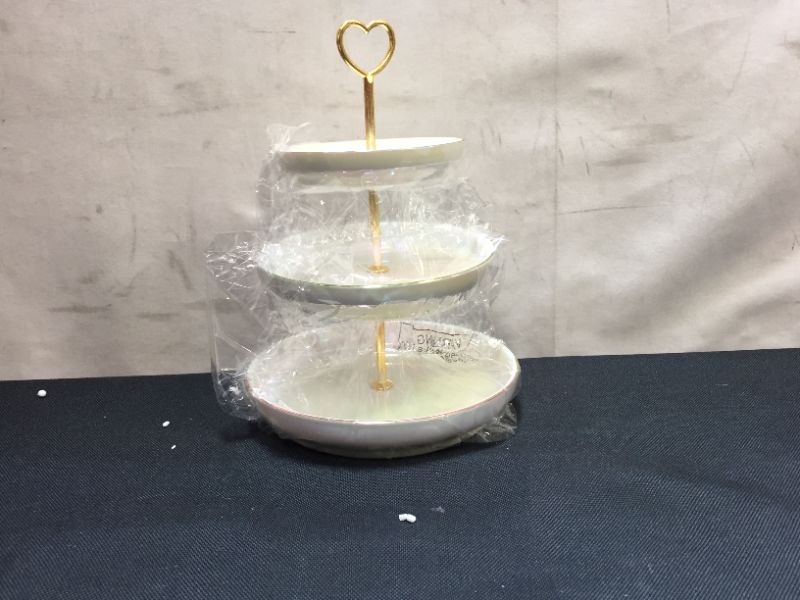 Photo 3 of Ceramic Tiered Jewelry Dish Tray,3-Tier Trinket Tray Desk Organizer Accessories Small Ring Holder Gold Office Decor,Thanksgiving Christmas Gifts
