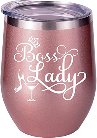 Photo 1 of Boss Gifts For Women, Boss Lady Gifts, Funny Girl Boss Gifts, Best Christmas Birthday Gifts Wine Glass
