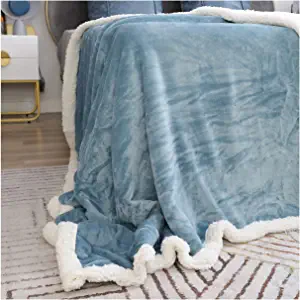 Photo 1 of Doros Flannel Bed Throw for 40x50 inches, Tourmaline Blue - Fuzzy Warm Cozy Soft Throw Blanket, Plush Microfiber Blanket
