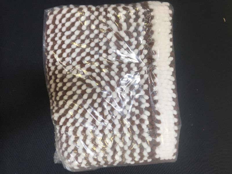 Photo 1 of BSICPTO CHERILLE BATH RUG FOR BATHROOM DARK BROWN AND WHITE