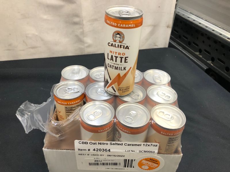 Photo 1 of Califia Farms - Nitro Cold Brew Coffee, Oat Milk Nitro Draft Latte Salted Caramel 7 Oz--12pcs exp date 03-2022  
