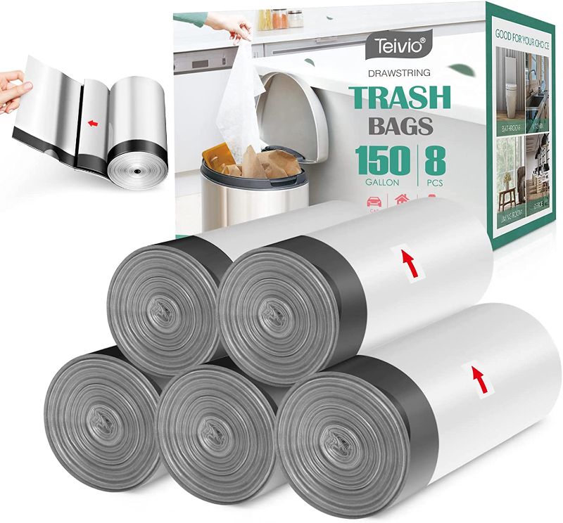 Photo 1 of 8 Gallon 150pcs Strong Drawstring Trash Bags Garbage Bags by Teivio 
