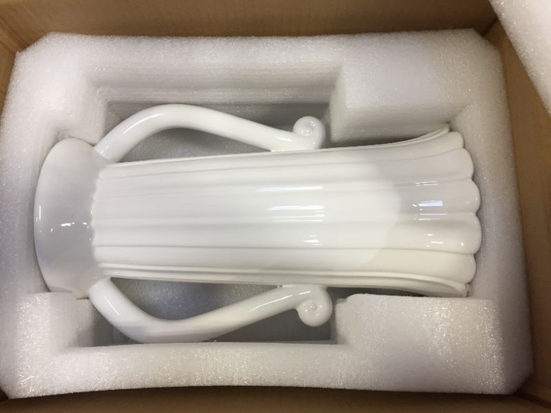 Photo 1 of Bicrops Elegant Ceramic Vases Double Handle Design for Home Office Wedding Ceremony (7.8 inch, White)
