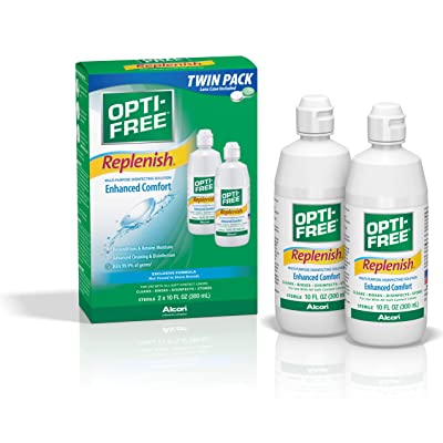 Photo 1 of  OPTI-FREE Replenish Multi-Purpose Disinfecting Solution with Lens Case, Twin Pack, 10-Ounces Each  BB:2022-09-30