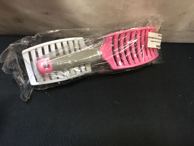 Photo 4 of 2 Pcs Curved Vented Boar Bristle Hair Brush Quick Blow Dry Brush for Women and Men, Anti-frizz Detangling Hair Brush Paddle Styling Brush Comb for Curly Straight Tangled Fine Hair, Wet or Dry Use
