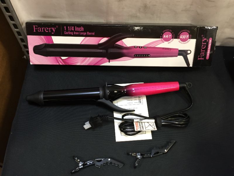 Photo 5 of FARERY 1.25 Inch Curling Iron for Polished and Loose Curls, Tourmaline Ceramic Curling Iron Wand 1 1/4 Inch with Keratin&Argan Oil Infused, 6 Adjustable Temp Hair Curling Iron with Auto Shut-Off
