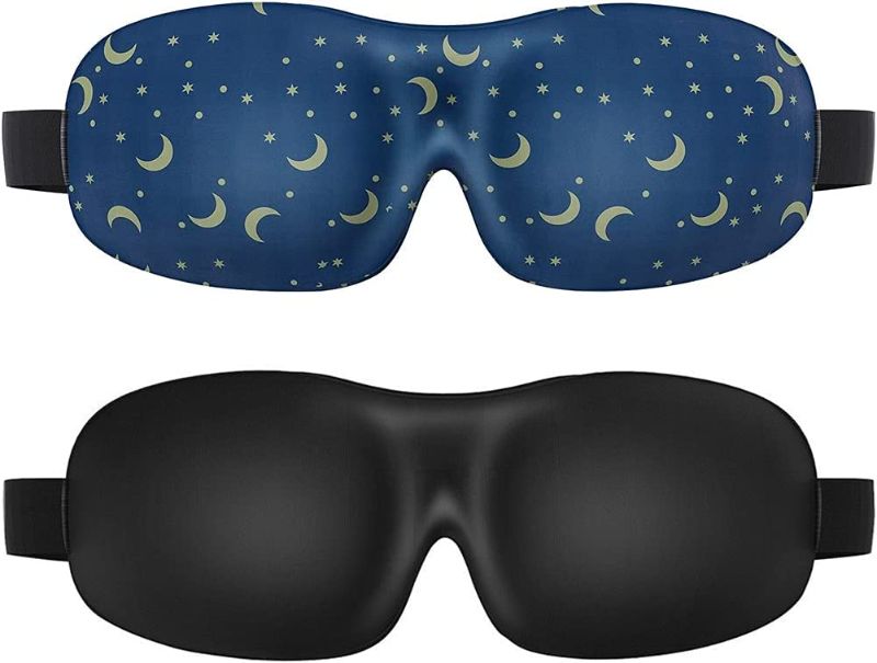 Photo 1 of 2Pack Lonfrote 3D Deep Molded Sleep Mask,with Ear Plugs and Carry Pouch, Lightweight & Comfortable Eye Mask, Super Soft Material (Black & Blue)
