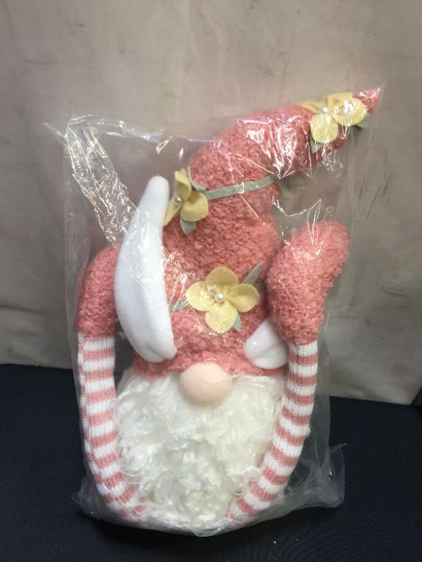 Photo 3 of Easter Striped Long Legs Gnomes 2022 Decor, Spring Swedish Handmade Doll with Bunny Ears, Holiday Room Plush Present Decorations 26 inch
