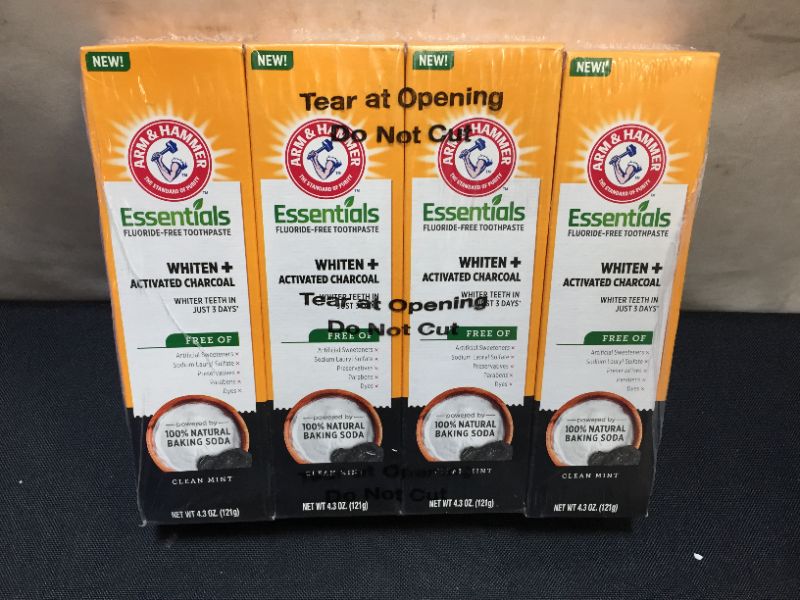 Photo 2 of Arm and Hammer Essentials FluorideFree Toothpaste Whiten + Activated Charcoal, Clean Mint, 4.3 oz BB: 10-2023
