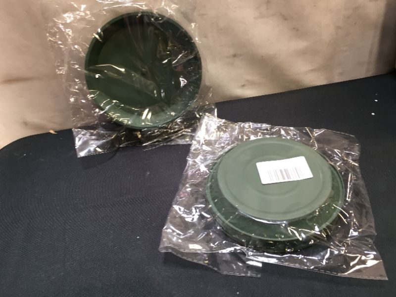 Photo 2 of 2 Pack 2 of 5 Piece Green Plant Saucer Heavy Duty Sturdy Drip Trays for Indoor and Outdoor Plants (4 inch, Round)
