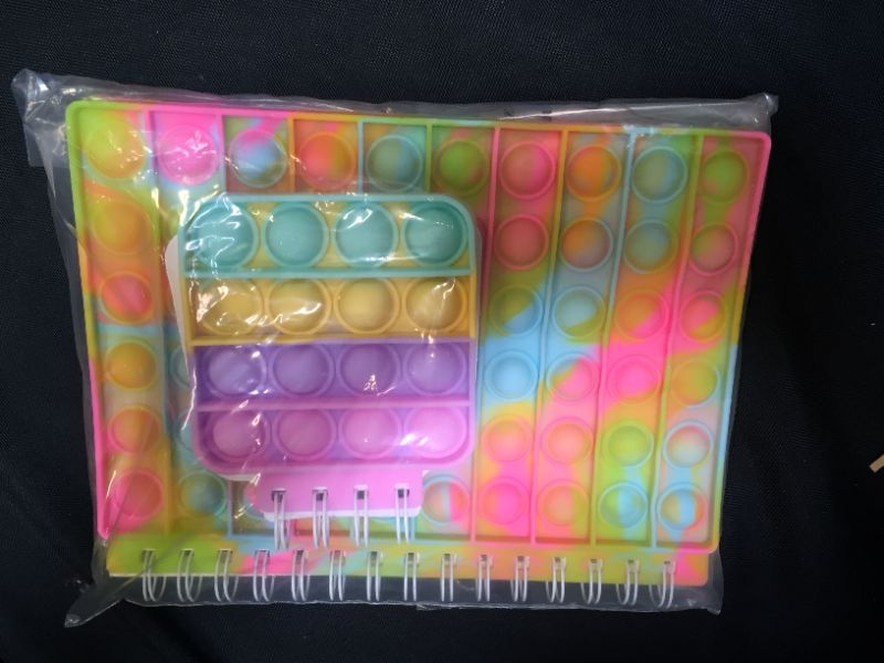 Photo 1 of 2 Pack Push It Large Bubble Spiral Notebook Sensory Pastel Pop Practical Notepad Popper Dimple Ruled Paper Fidget Workbook Gift Kids School Tie-Dye Orange
