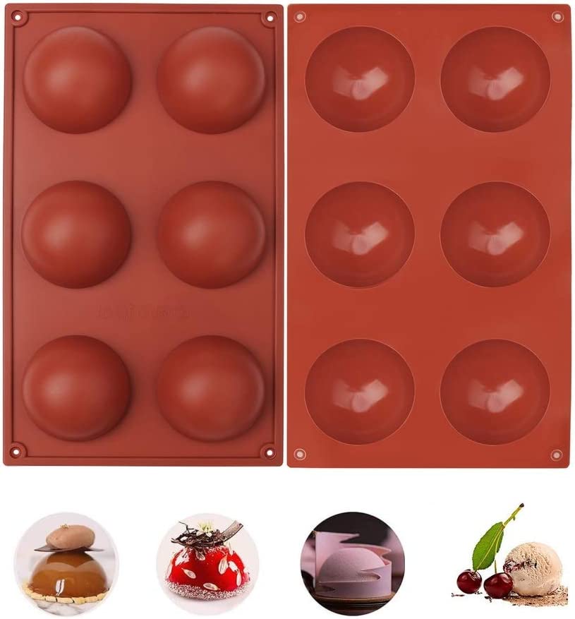 Photo 1 of 2 Pcs Silicone Molds for Chocolate - BPA Free, Food Grade Hot Chocolate Bomb Mold, Heat Resistant, Non-Sticky and Flexible, For Ice Cream, Cakes, Candy and Patties.