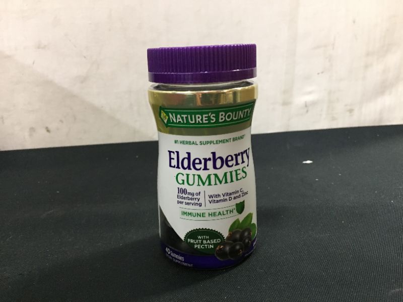 Photo 1 of  Elderberry Gummies by Nature's Bounty, Dietary Supplement   - 100MG  40 gummies Exp---08-2023