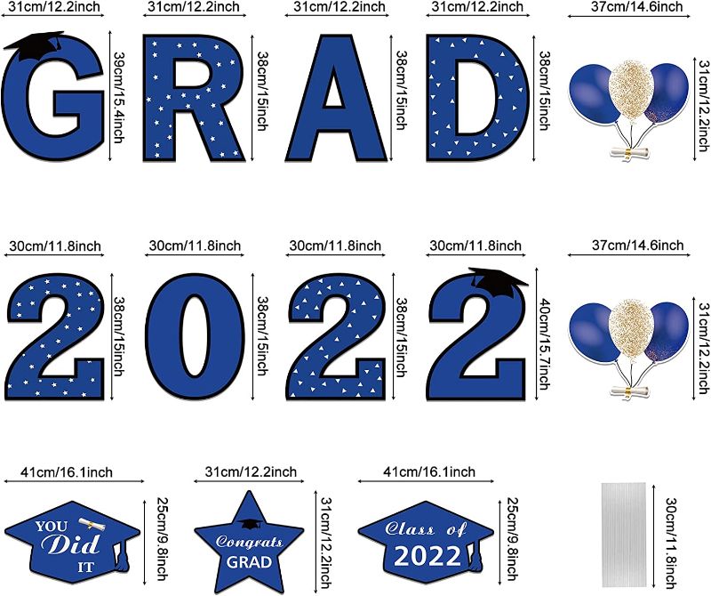 Photo 1 of Choies 2022 Graduation Yard Signs,13 Pcs Large Graduation Party Supplies Outdoor Class of 2022 Yard Sign with Stakes Lawn Decoration,Waterproof Congrats Grad Outdoor Party Decor for College High School
