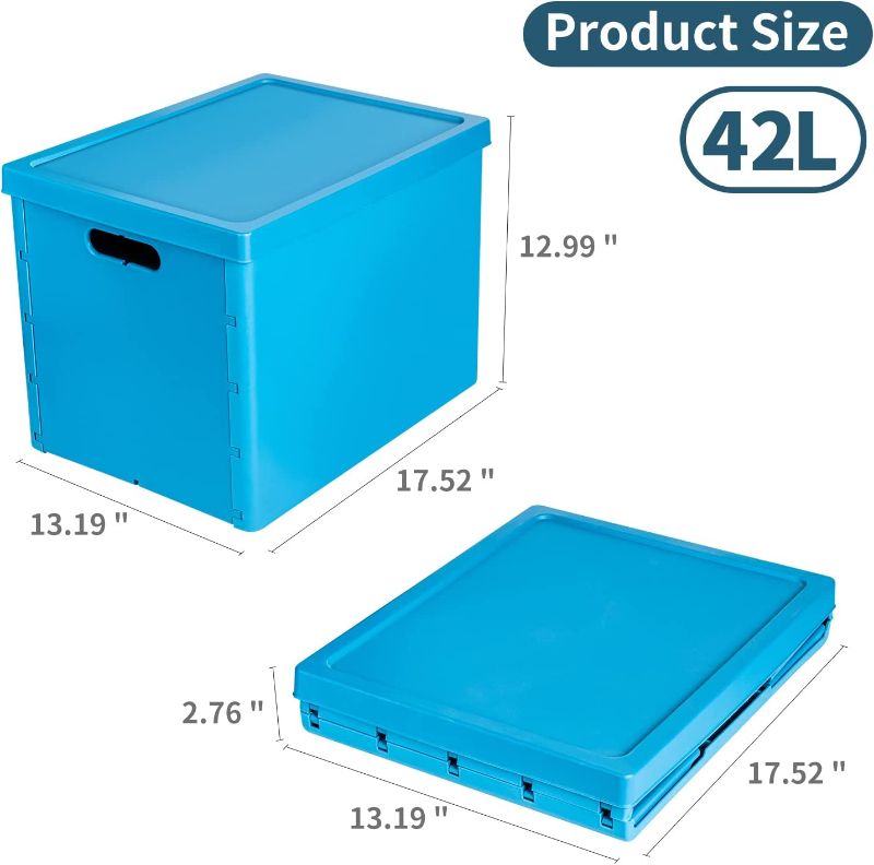 Photo 1 of Collapsible Storage Bins, Steelyco Plastic Storage Bins for Space-Save, Storage Bins for Outdoors, Home Organization, Stackable Storage Bins for Indoor Restocking (44.4 Quart/42L, 17.52" x 13.19" x 12.99")
